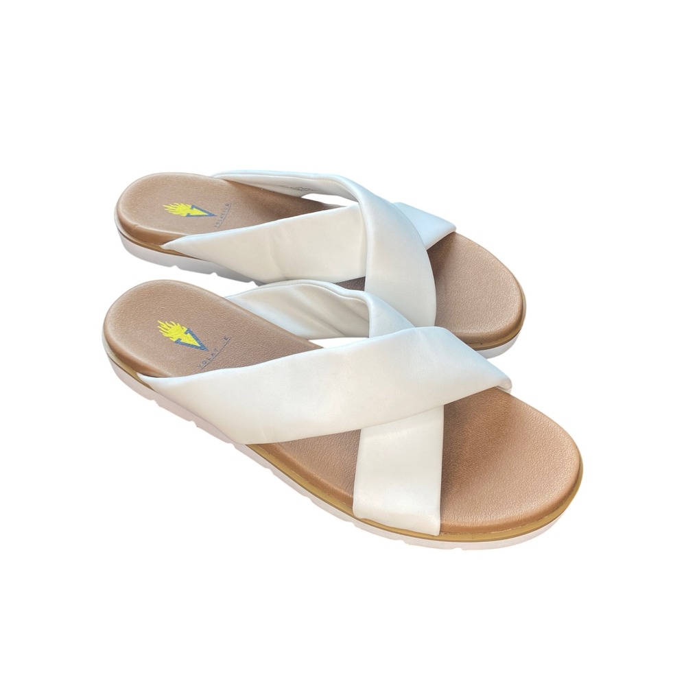 Volatile Womens White Crisscross Padded Slide Sandals Platform Open Toe‎ Size 11